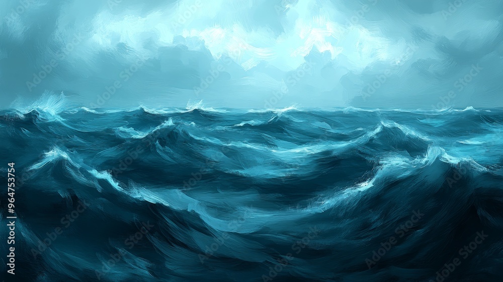 Digital Oil Painting of a Stormy Sea, Digital Art, Blue Waves, Ocean Art, Sea Art Digital Oil Painting of a Stormy Sea, Digital Art, Blue Waves, Ocean Art, Sea Art