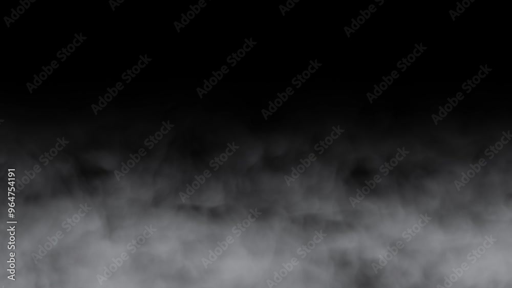 White smoke fog clouds steam isolated on black background. Abstract motion effect overlay.
