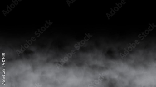 White smoke fog clouds steam isolated on black background. Abstract motion effect overlay.