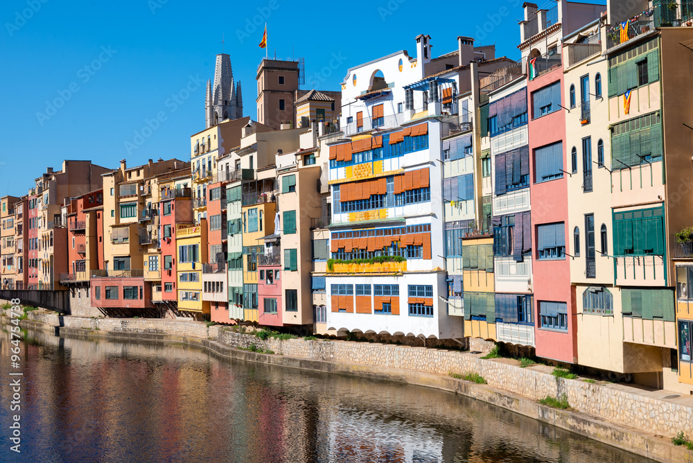 Colorful houses along the river in the city of Spain Colorful houses along the river in the city of Spain