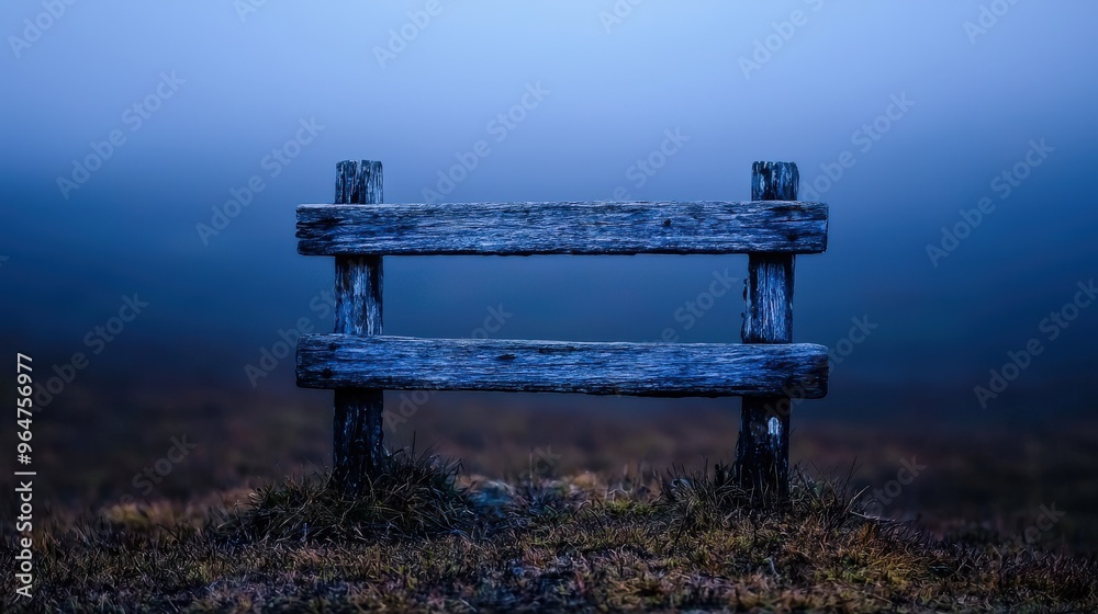 Obraz premium Rustic Wooden Fence Post in Foggy Landscape