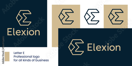 Minimalist E Logo with Wrench Icon - Geometric and Professional.