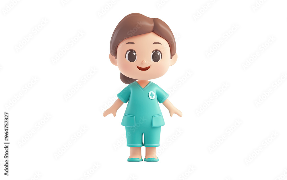 Illustration of cute nurse isolated on white or transparent background Illustration of cute nurse isolated on white or transparent background
