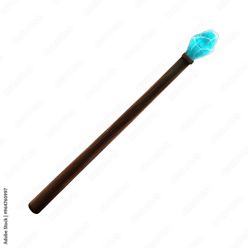 Magical wand with a glowing turquoise crystal tip, perfect for fantasy themes and creative storytelling. transparent background Magical wand with a glowing turquoise crystal tip, perfect for fantasy themes and creative storytelling. transparent background