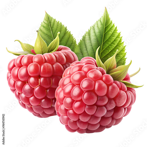 raspberry with leaves  isolated on transparent background png