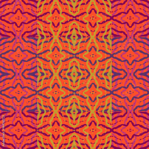 Seamless pattern with halved oranges in outline. Sketch style. Old wallpaper on the wall. 