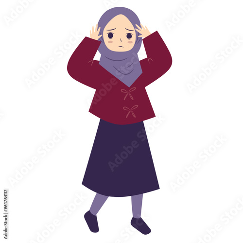 Hijab girl getting worried 