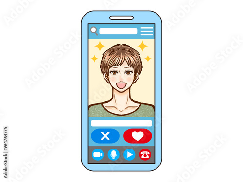マッチングアプリの大人男性の画面のイラスト素材