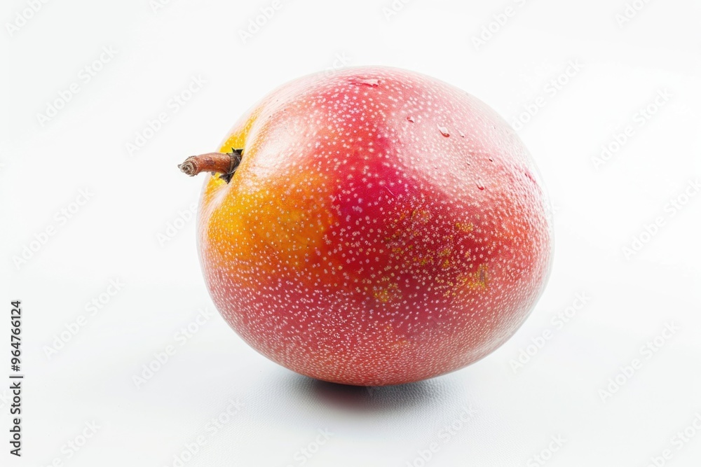 A single fruit sits on a clean white surface, ready for use or display A single fruit sits on a clean white surface, ready for use or display