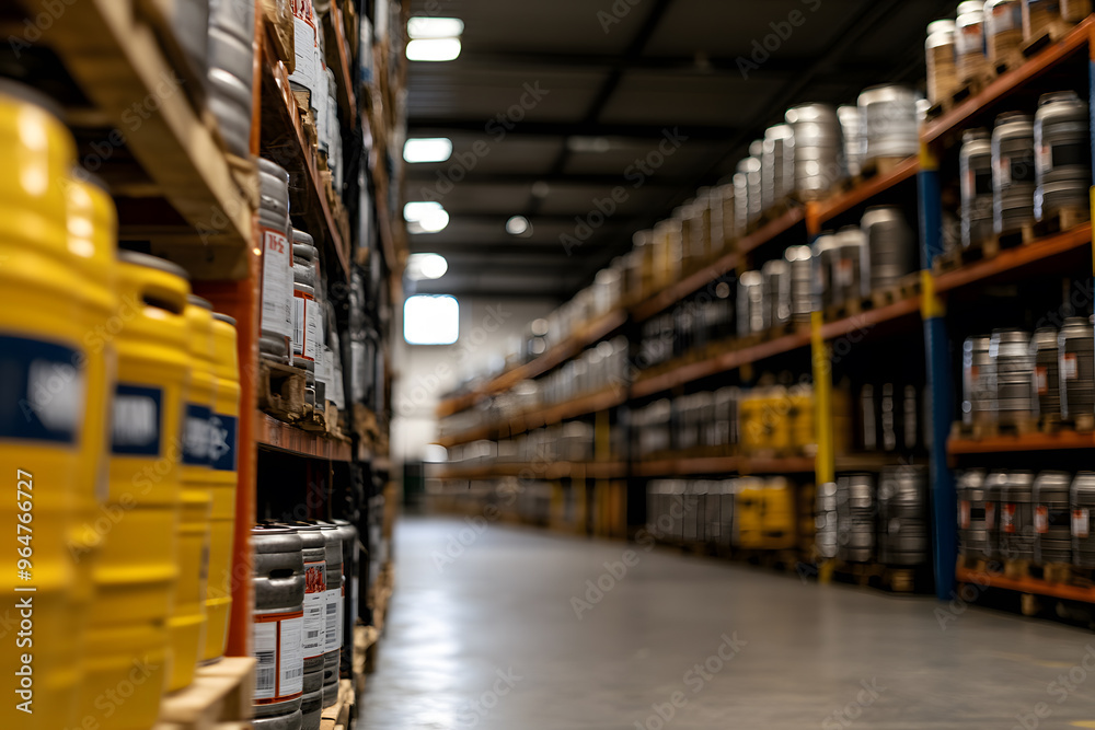 Warehouse at a Brewery Filled with Beer Kegs and Barrels | Craft Brewing Storage and Distribution Hub Warehouse at a Brewery Filled with Beer Kegs and Barrels | Craft Brewing Storage and Distribution Hub