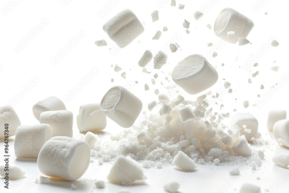 Marshmallows falling from above Marshmallows falling from above