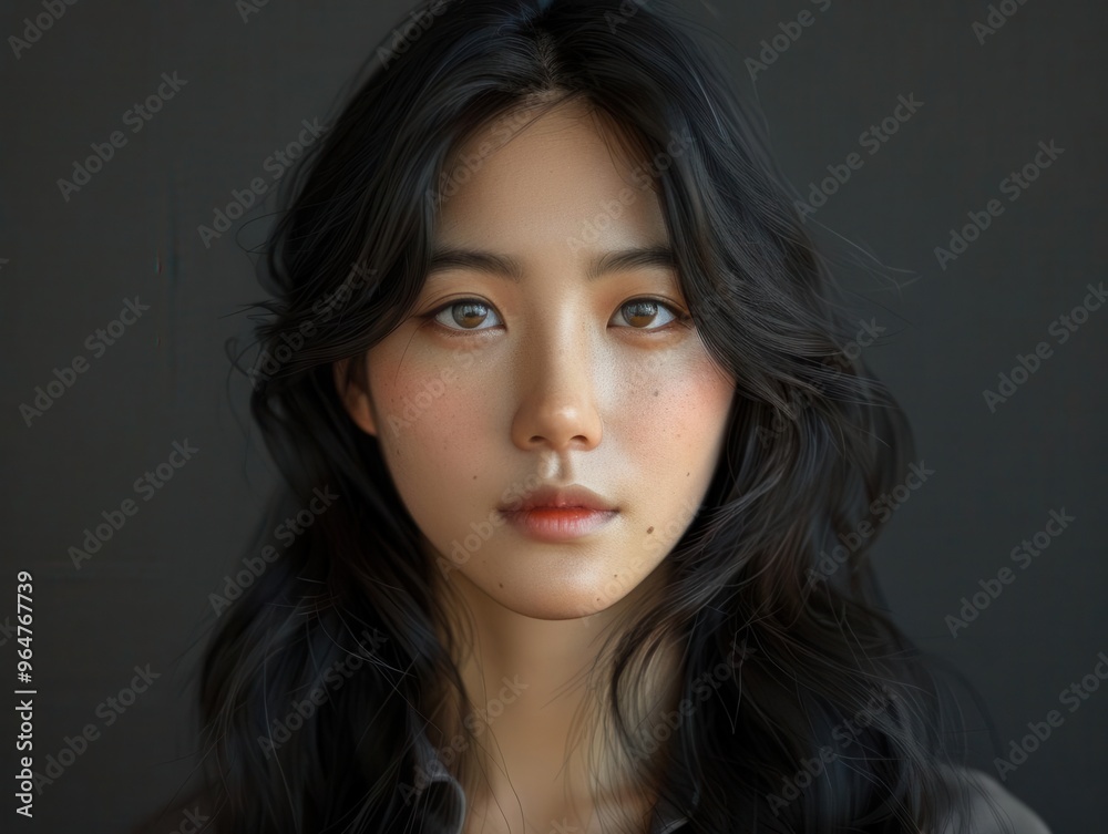 An ultrarealistic image of a young Asian woman with flawless, radiant skin Her eyes sparkle with confidence, and a gentle smile graces her lips No freckles are visible An ultrarealistic image of a young Asian woman with flawless, radiant skin Her eyes sparkle with confidence, and a gentle smile graces her lips No freckles are visible