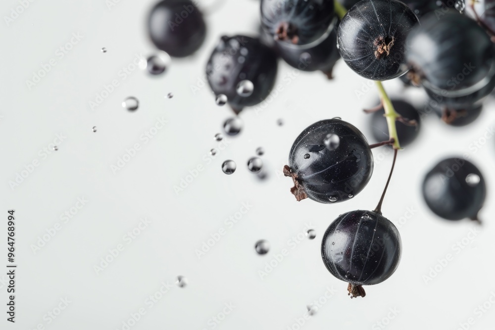 A cluster of blackberries suspended in water, ideal for depicting food or nature scenes A cluster of blackberries suspended in water, ideal for depicting food or nature scenes
