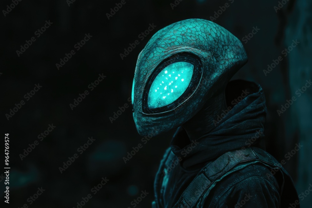 A shadowed figure, cloaked in darkness, with glowing, otherworldly eyes. A glimpse of the unknown, an alien presence in the night. A shadowed figure, cloaked in darkness, with glowing, otherworldly eyes. A glimpse of the unknown, an alien presence in the night.