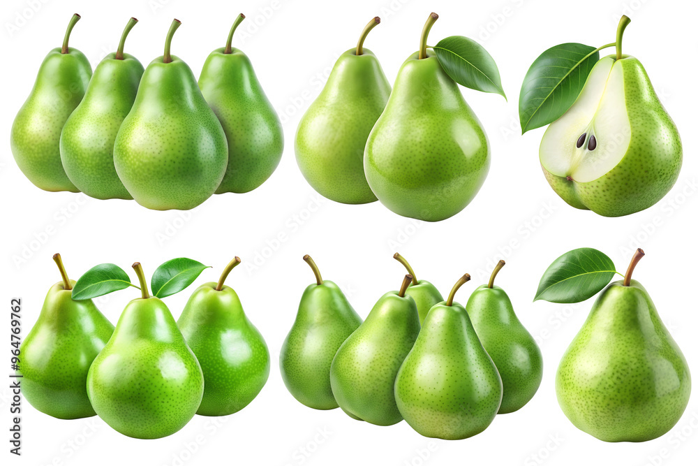 Bunch of green pears isolated on transparent background png