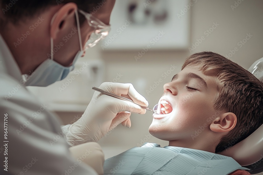 The dentist treats in the modern dental office, AI generated The dentist treats in the modern dental office, AI generated