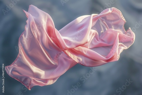 A close-up shot of a pink cloth waving in mid-air, ideal for use in scenes where something is being carried or flown away photo