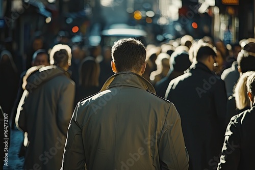 Lost in the Crowd: A solitary figure walks through a bustling city street, their destination unknown.