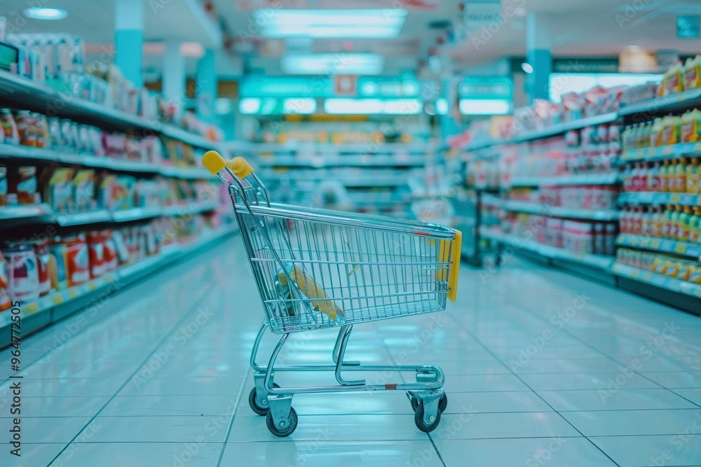 shopping cart in supermarket shopping cart in supermarket