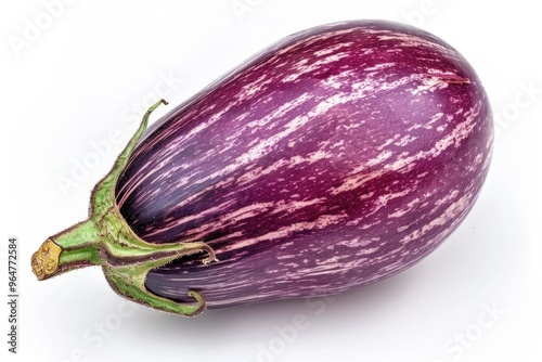 Fresh purple eggplant isolated on a clean white background photo