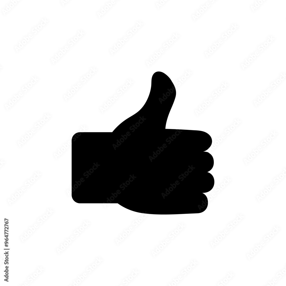 Thumbs Up Hand, Social Network Like Solid Flat Vector Icon Isolated on White Background. Thumbs Up Hand, Social Network Like Solid Flat Vector Icon Isolated on White Background.