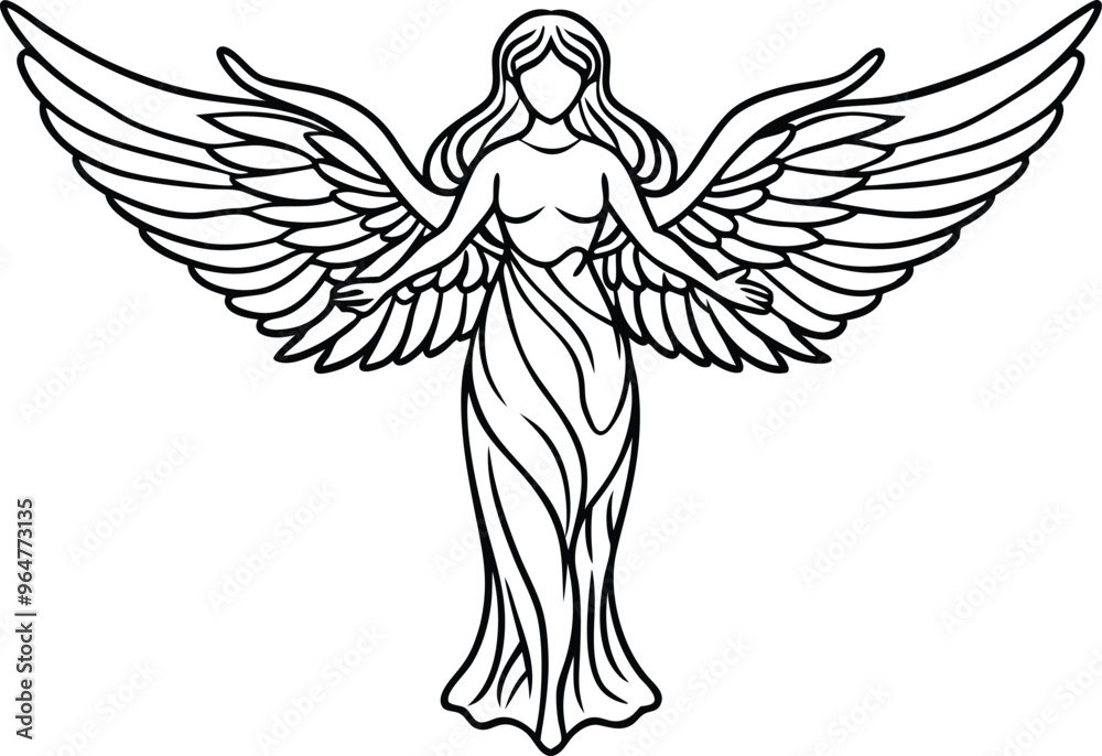 elegant angel line art vector illustration elegant angel line art vector illustration