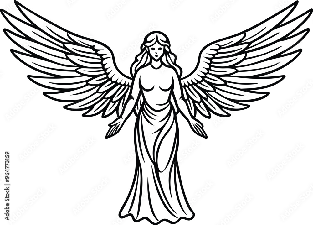 elegant angel line art vector illustration elegant angel line art vector illustration