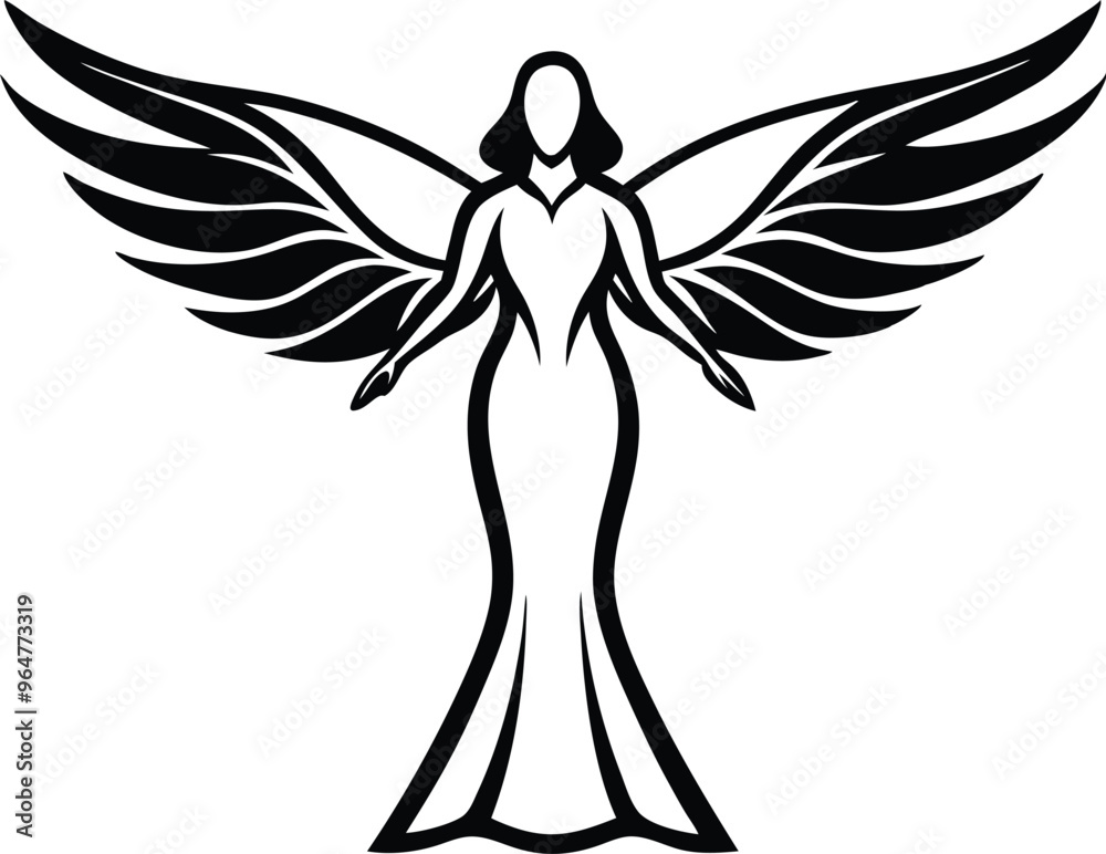 elegant angel line art vector illustration elegant angel line art vector illustration