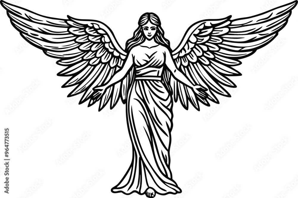 elegant angel line art vector illustration elegant angel line art vector illustration