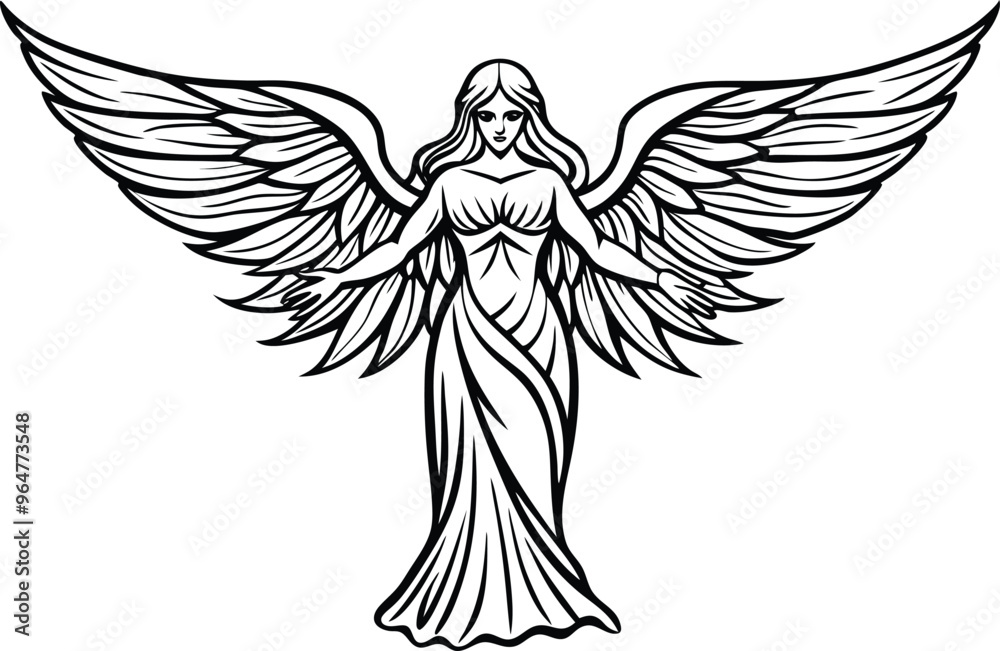 elegant angel line art vector illustration elegant angel line art vector illustration
