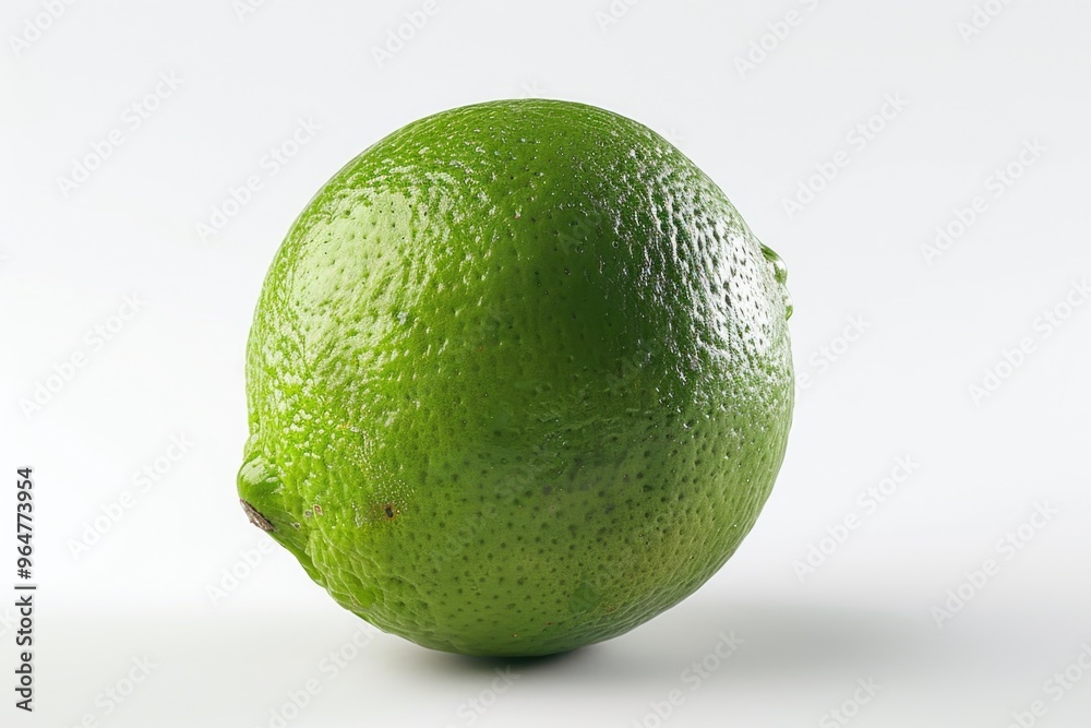 A single lime sitting on a clean white surface A single lime sitting on a clean white surface