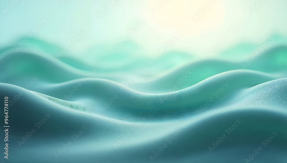 Obraz premium smooth, rolling teal blue waves with a soft, fabric texture, calm and serene sea wave abstract background