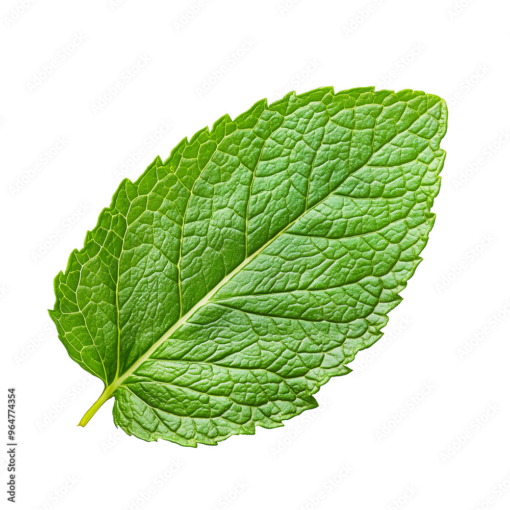 A mint leaf isolated on a transparent background, top view. PNG file. A mint leaf isolated on a transparent background, top view. PNG file.