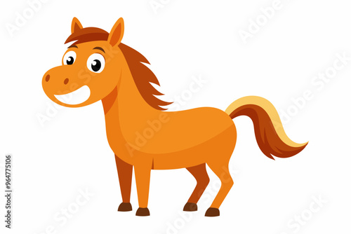  Vector cartoon happy horse on white background vector art illustration photo