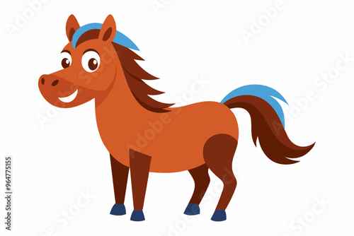  Vector cartoon happy horse on white background vector art illustration photo