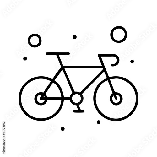 Black and white bicycle illustration, simple line art