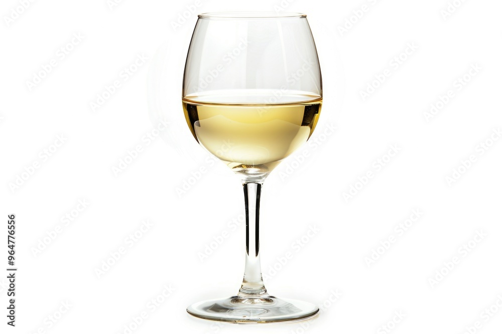 A glass of white wine sitting on a clean and simple white background, perfect for showcasing products or services A glass of white wine sitting on a clean and simple white background, perfect for showcasing products or services