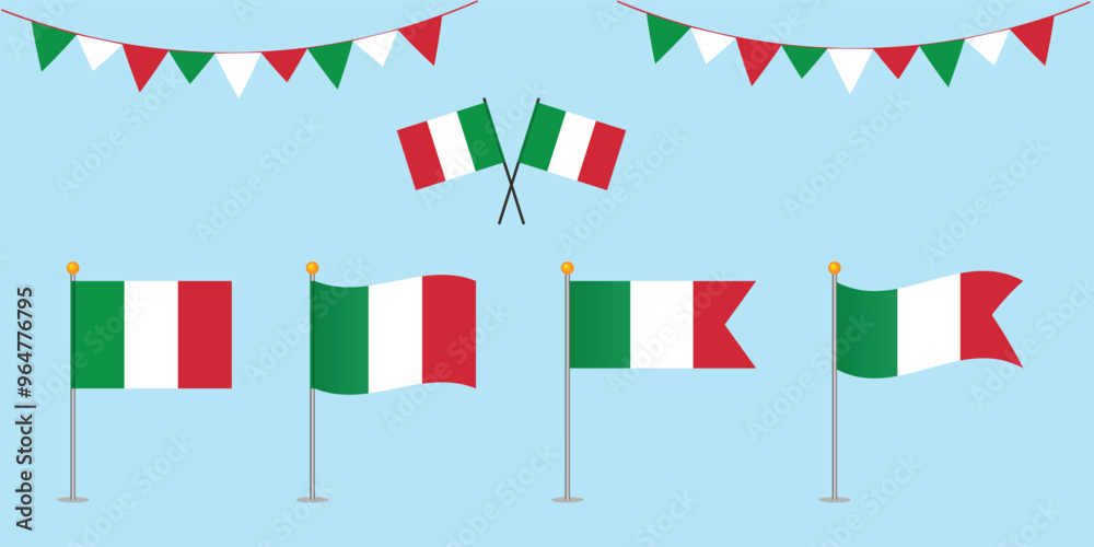 Obraz premium Italian flags sets vector illustration