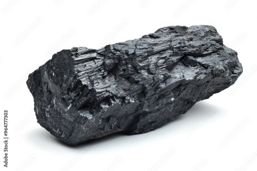A small piece of coal sitting on a white background A small piece of coal sitting on a white background