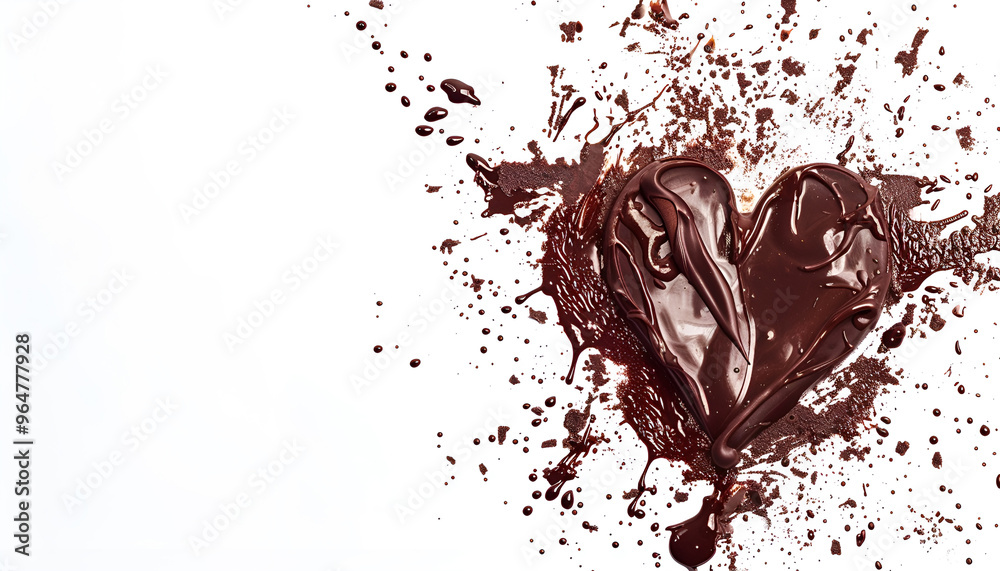 chocolate stain in the form of heart with falling drop isolated on white background chocolate stain in the form of heart with falling drop isolated on white background