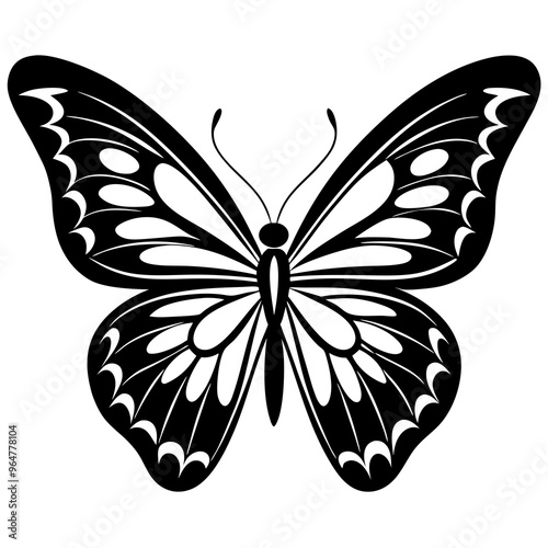 Butterfly Silhouette Vector Art Illustration