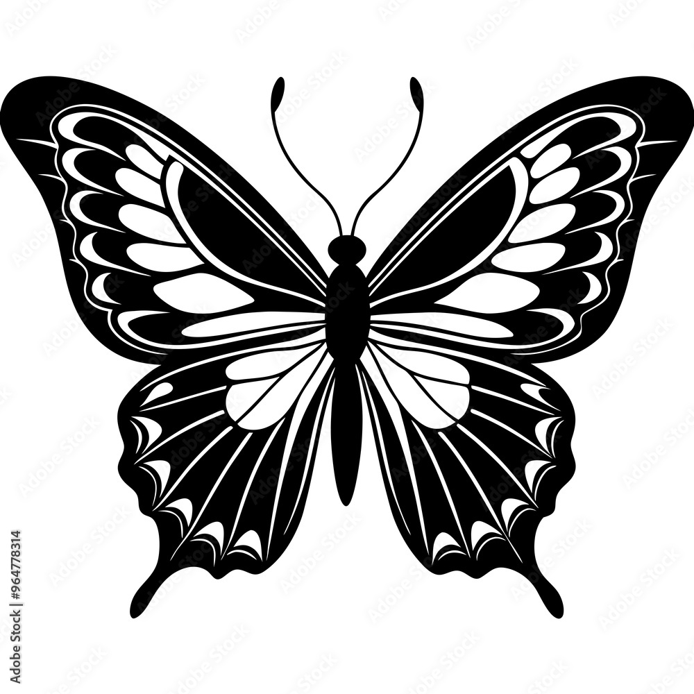 Butterfly Silhouette Vector Art Illustration Butterfly Silhouette Vector Art Illustration