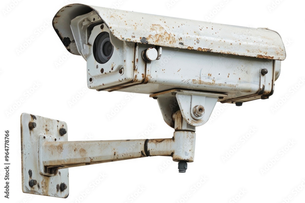 A camera is mounted on a wall with a clear view of the surrounding area A camera is mounted on a wall with a clear view of the surrounding area