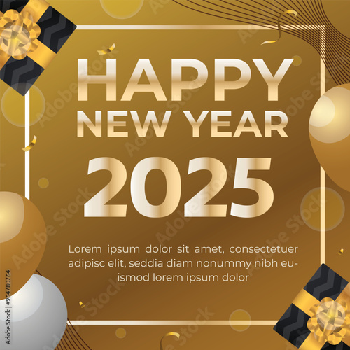 Happy 2025 New Year Vector Design