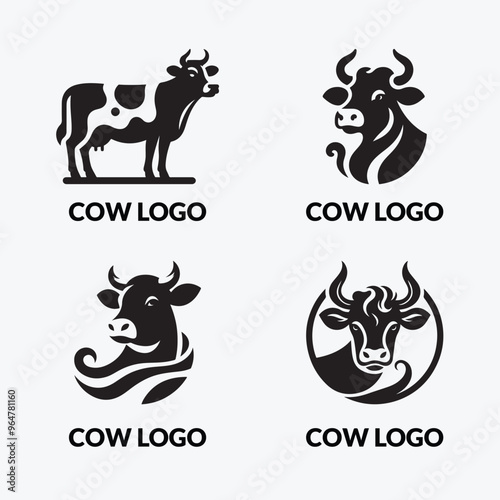 A Cow Silhouette Logo Vector Art Illustration Design