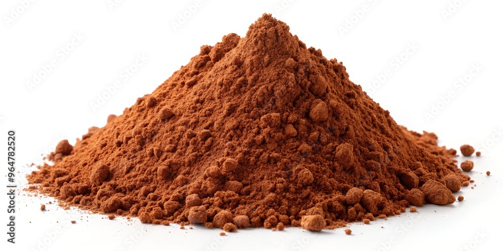 Close-up of a Heap of Cocoa Powder, White Background, Macro Photography, Cocoa, Chocolate, Baking