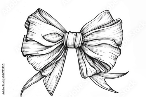 Coloring book illustration of a bow with a white backdrop