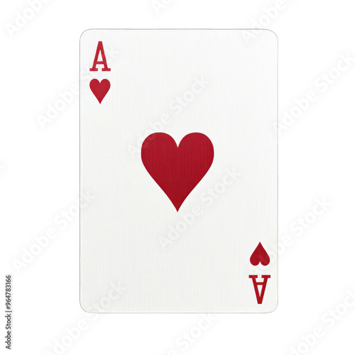 An ace of hearts playing card with a vibrant red heart design, symbolizing love and success in games. transparent background photo