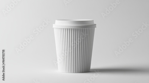 Wallpaper Mural Disposable coffee cup with ribbed texture on white background, minimalist design concept Torontodigital.ca