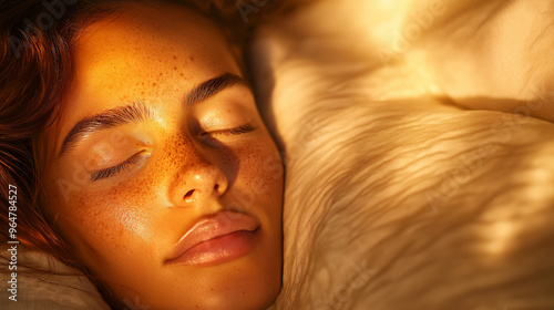 A girl peacefully sleeping in a dimly lit room, the low-saturation colors creating a mysterious and dreamy atmosphere, shadows softly cast over her face, adding an aura of mysticis photo